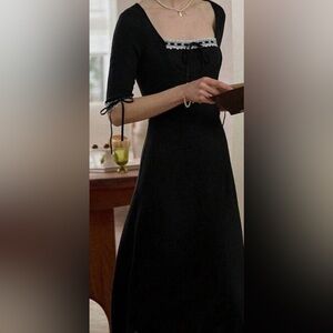 Knitted Color Block Long Dress